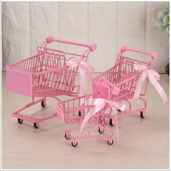 Shopping cart pink iron large decor basket storage - Picture 3 of 4